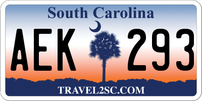 SC license plate AEK293
