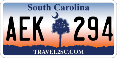 SC license plate AEK294