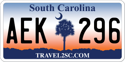 SC license plate AEK296