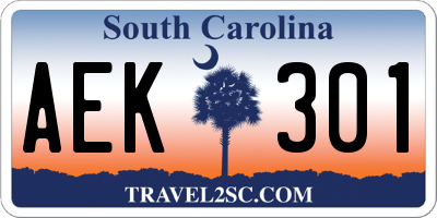 SC license plate AEK301