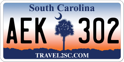 SC license plate AEK302