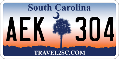 SC license plate AEK304