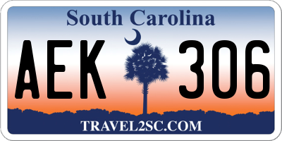 SC license plate AEK306