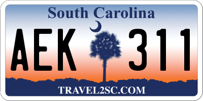 SC license plate AEK311