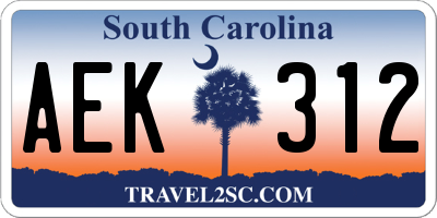 SC license plate AEK312