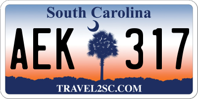 SC license plate AEK317