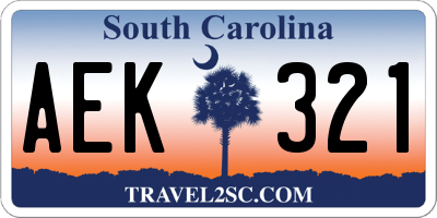 SC license plate AEK321
