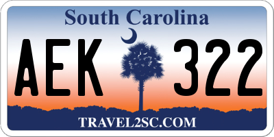 SC license plate AEK322