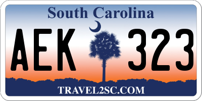 SC license plate AEK323