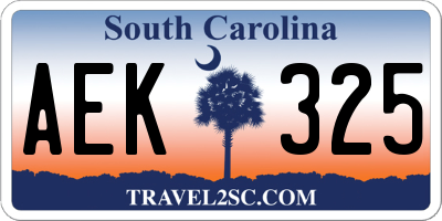 SC license plate AEK325