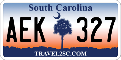 SC license plate AEK327
