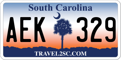 SC license plate AEK329