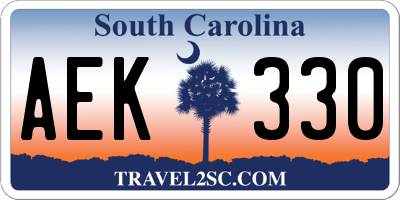 SC license plate AEK330