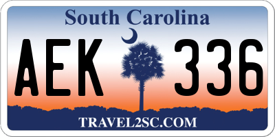 SC license plate AEK336