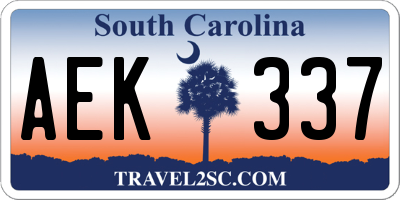SC license plate AEK337