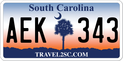 SC license plate AEK343