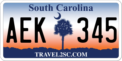 SC license plate AEK345