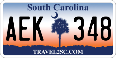 SC license plate AEK348