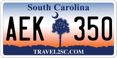 SC license plate AEK350