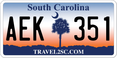 SC license plate AEK351