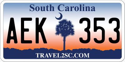 SC license plate AEK353