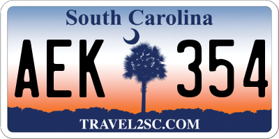 SC license plate AEK354