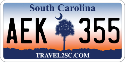 SC license plate AEK355