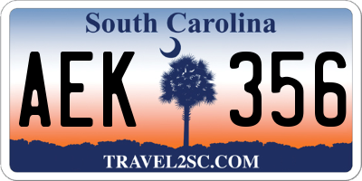 SC license plate AEK356