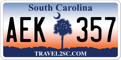 SC license plate AEK357