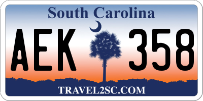 SC license plate AEK358