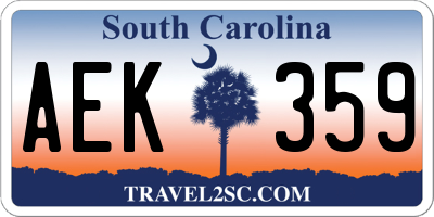 SC license plate AEK359
