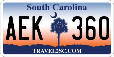 SC license plate AEK360