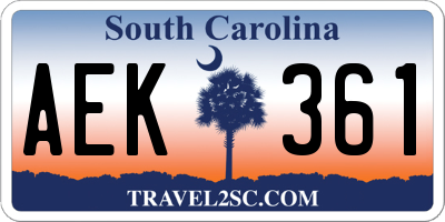 SC license plate AEK361