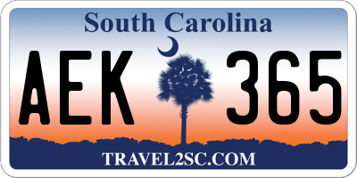 SC license plate AEK365