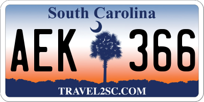 SC license plate AEK366