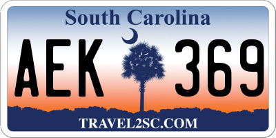 SC license plate AEK369