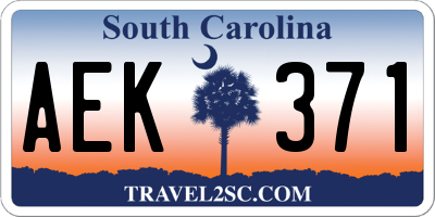 SC license plate AEK371