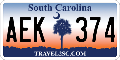 SC license plate AEK374