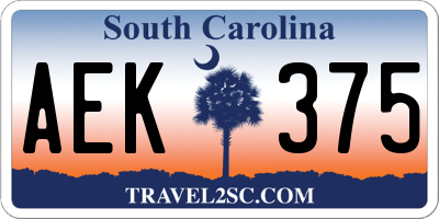 SC license plate AEK375