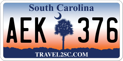 SC license plate AEK376
