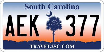 SC license plate AEK377