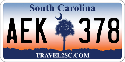 SC license plate AEK378