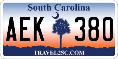 SC license plate AEK380