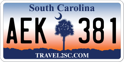 SC license plate AEK381