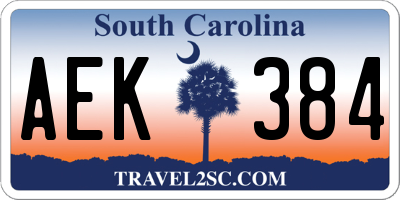 SC license plate AEK384