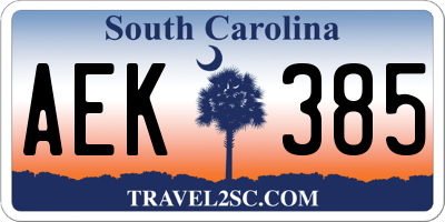 SC license plate AEK385