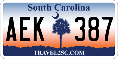 SC license plate AEK387