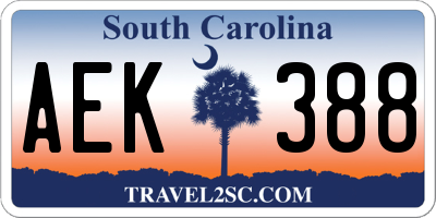 SC license plate AEK388