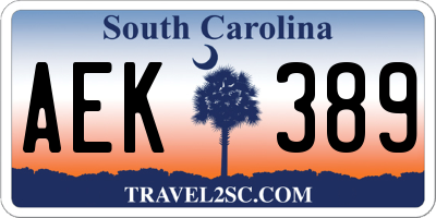 SC license plate AEK389