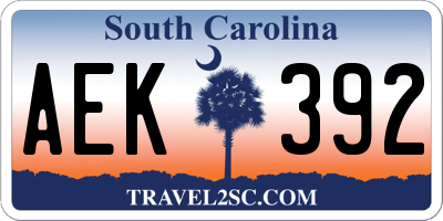 SC license plate AEK392